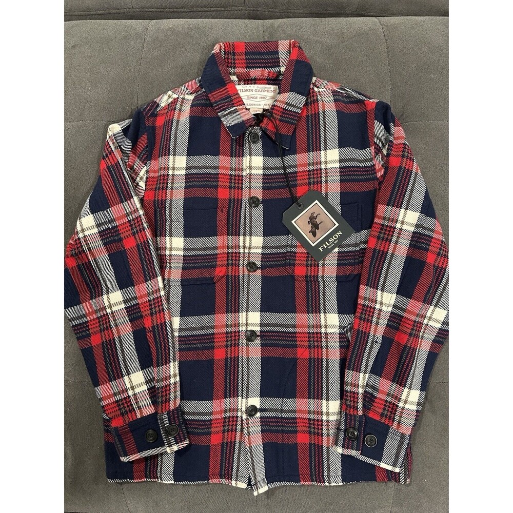 Filson Deer Island Jac-Shirt Heather Red Navy 100% Cotton Men's XS